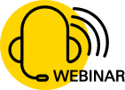 Yellow circle with a minimalist headset and microphone graphic, featuring the text "WEB" in uppercase.