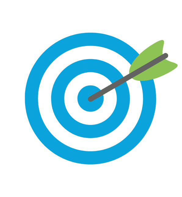 Blue target with a green arrow hitting the center.